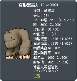 变形黑雪人 Tooltip