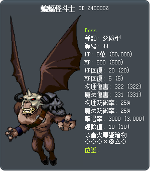 蝙蝠怪斗士 Tooltip