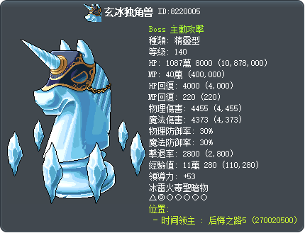 玄冰独角兽 Tooltip