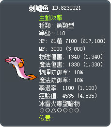 刺鳍鱼 Tooltip