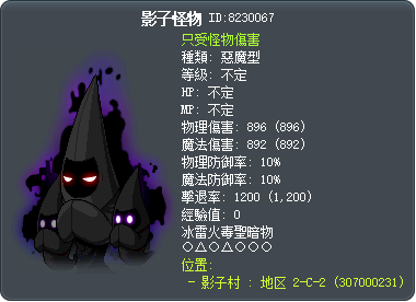 影子怪物 Tooltip