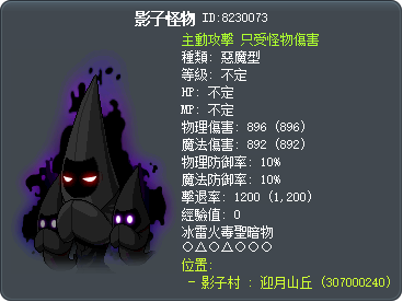 影子怪物 Tooltip