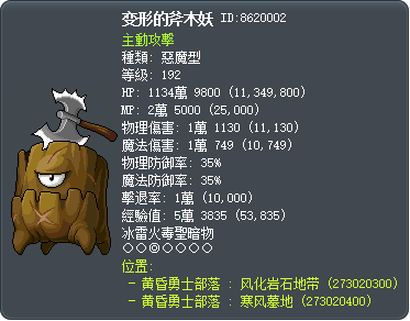 变形的斧木妖 Tooltip