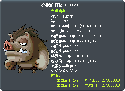 变形的野猪 Tooltip