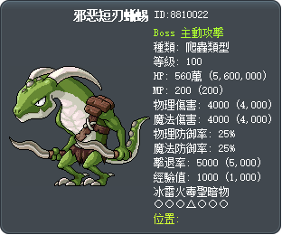 邪恶短刃蜥蜴 Tooltip