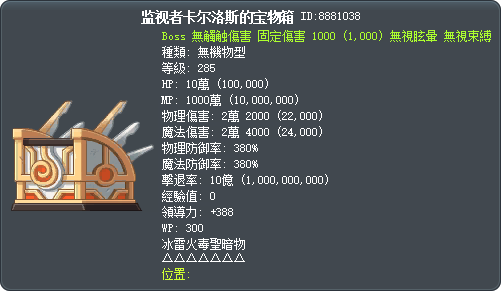 监视者卡尔洛斯的宝物箱 Tooltip