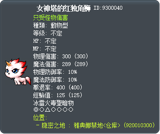 女神塔的红独角狮 Tooltip