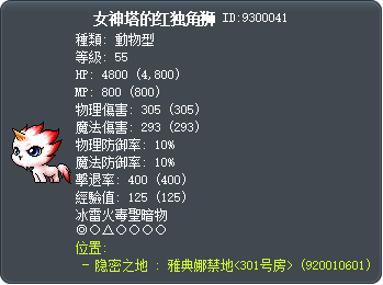 女神塔的红独角狮 Tooltip