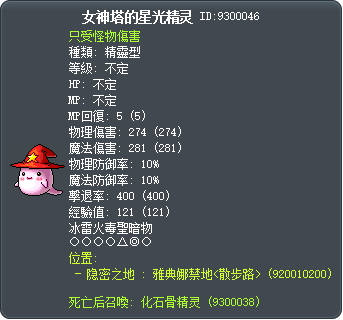 女神塔的星光精灵 Tooltip