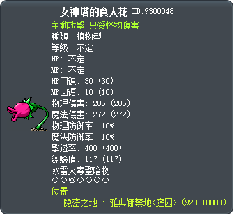 女神塔的食人花 Tooltip