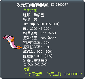 次元空间的刺鳍鱼 Tooltip