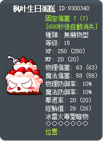 枫叶生日蛋糕 Tooltip