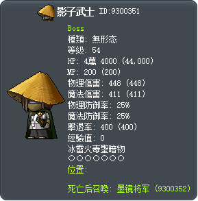 影子武士 Tooltip