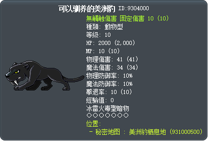 可以驯养的美洲豹 Tooltip