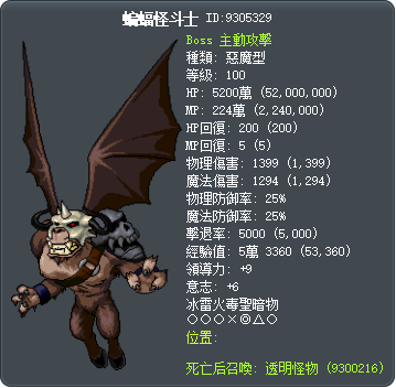 蝙蝠怪斗士 Tooltip