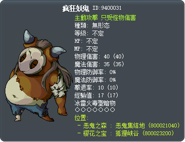 疯狂妖鬼 Tooltip