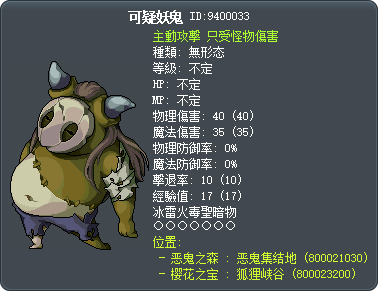 可疑妖鬼 Tooltip