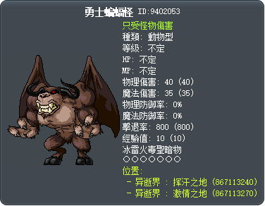 勇士蝙蝠怪 Tooltip