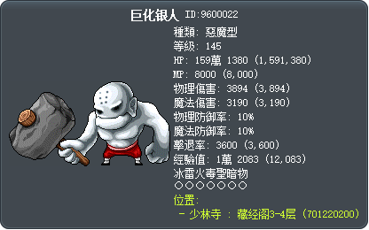 巨化银人 Tooltip
