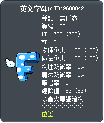 英文字母F Tooltip