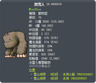 黑雪人 Tooltip