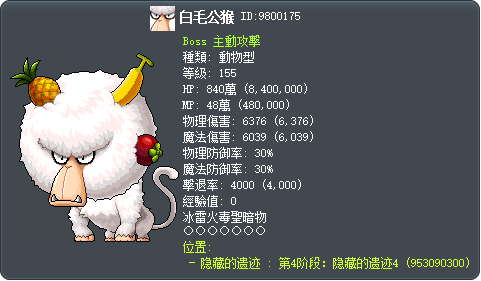 白毛公猴 Tooltip