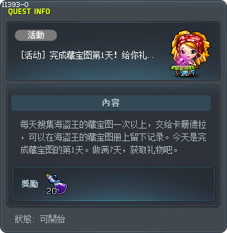 [活動] 完成寶藏圖第一天！贈送禮物。 Tooltip